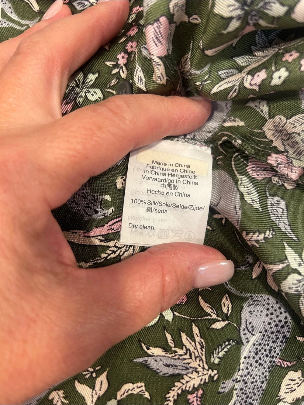 J. Crew Collections Silk Toile Green Floral Blouse